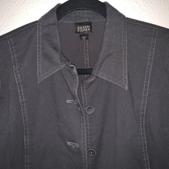 Eileen Fischer Button Up Blazer, PS Charcoal Grey - Picture 4 of 15